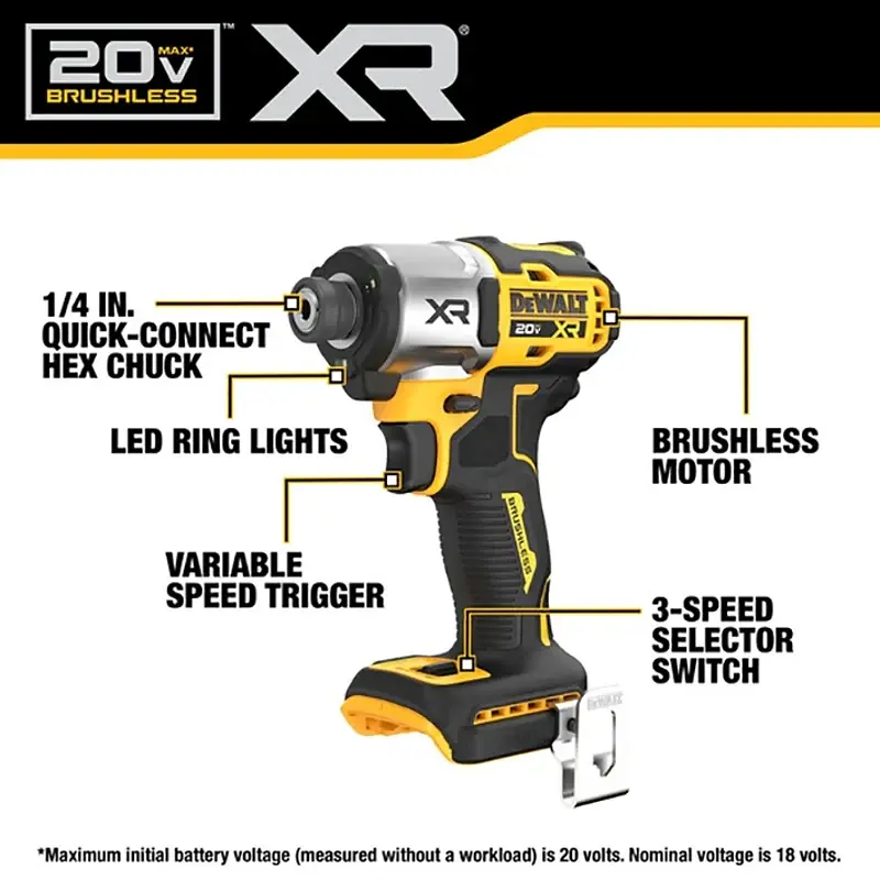 DEWALT XR Series DCF845P1 Impact Driver Kit, Battery Included, 20 V, 5 Ah, 1/4 Drive, 4200 ipm, 3400 rpm Speed Compatible ...