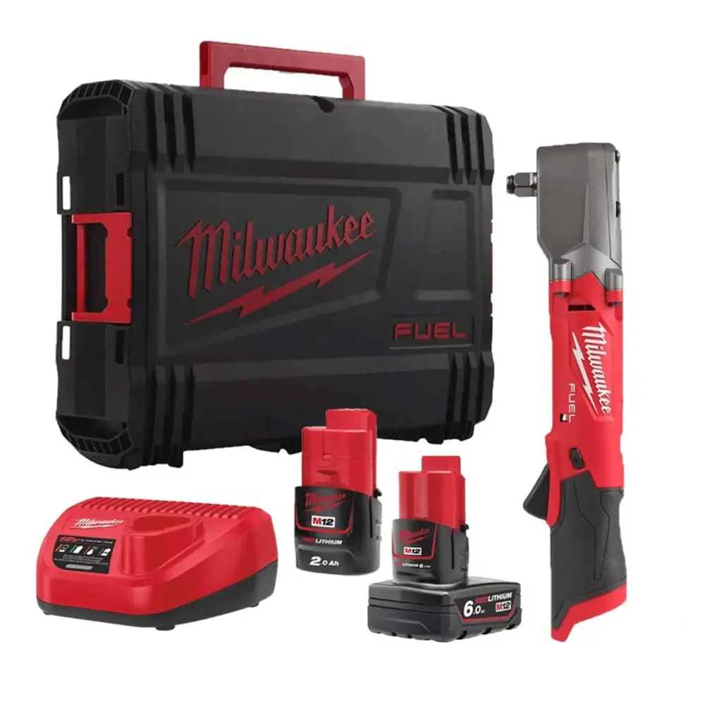 Milwaukee M12FRAIWF12-622X 1/2" Right Angle Impact Wrench Friction Ring - 1x 2.0Ah & 1x 6.0Ah Battery