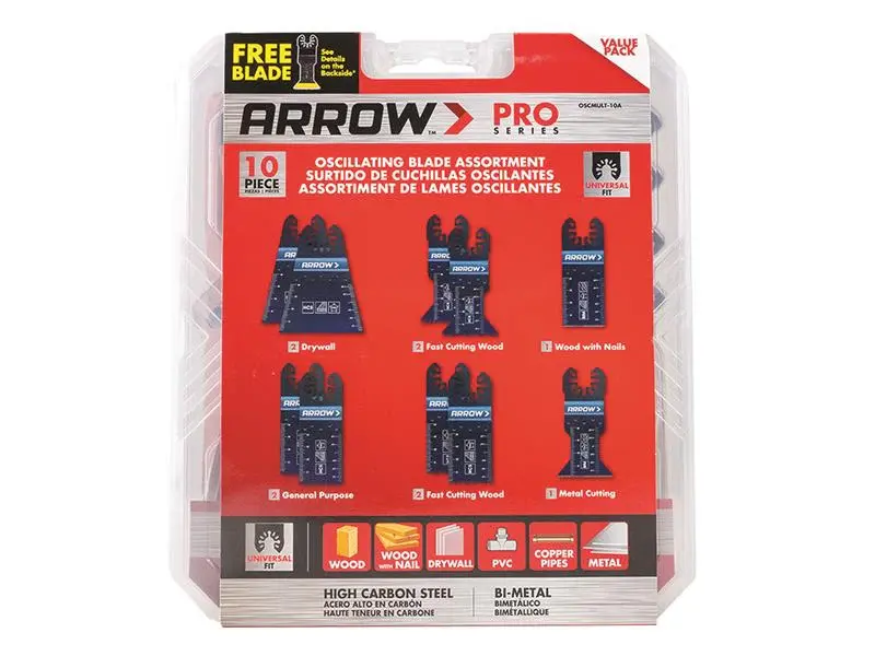 Arrow Oscillating Multi-Tool Blade Assortment Place, 10 Piece