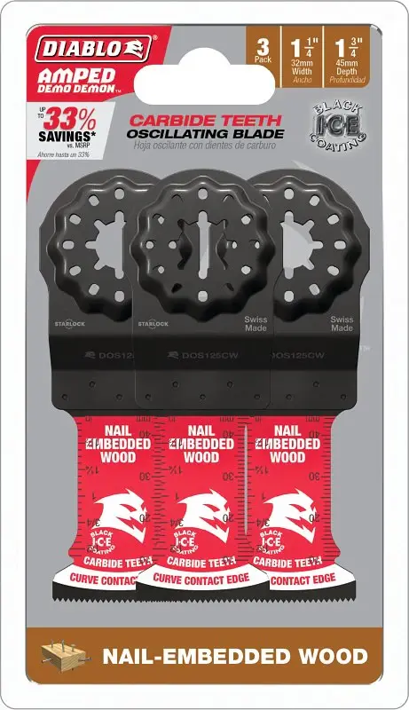 Diablo AMPED, Demo Demon DOS125CW3 Oscillating Blade, 1-3/4 D Cutting, Carbide