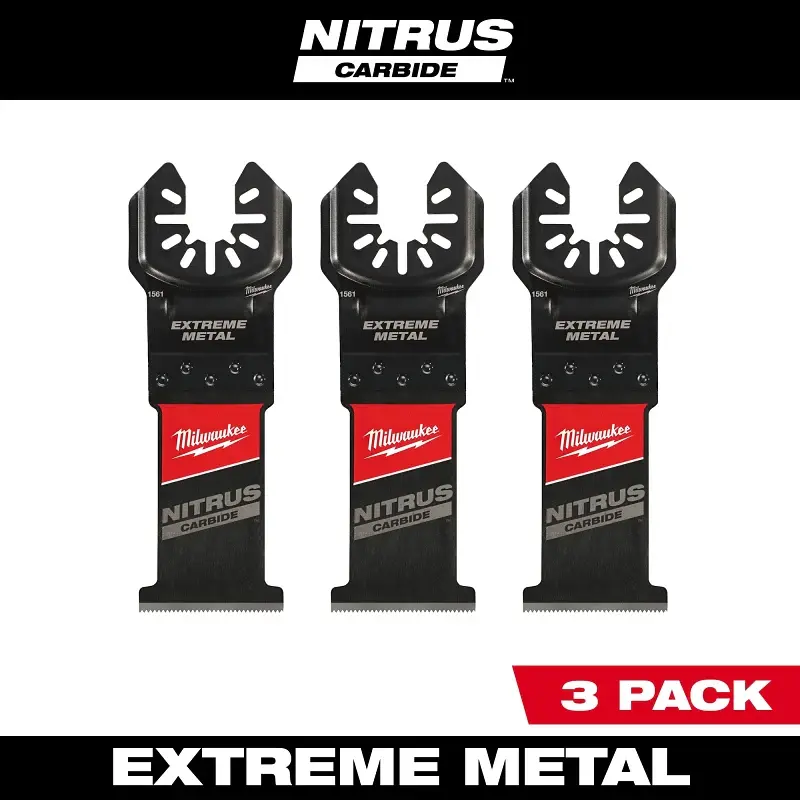 Milwaukee NITRUS CARBIDE Series 49-25-1563 Oscillating Multi-Tool Blade, Carbide, 1-3/8 D Cutting, 3/PK