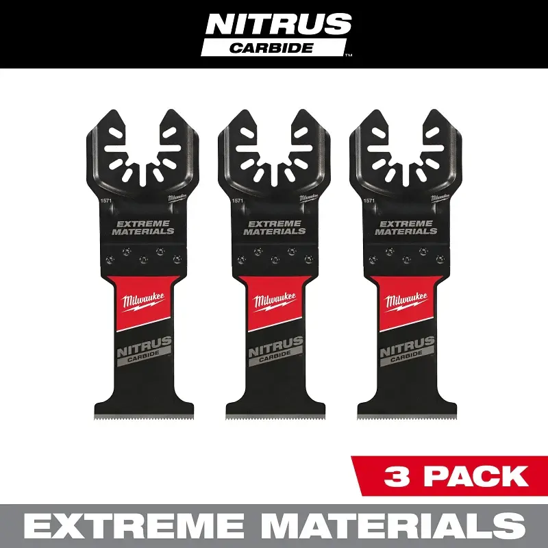 Milwaukee NITRUS CARBIDE Series 49-25-1573 Oscillating Multi-Tool Blade, 1-3/8 D Cutting, Carbide, 3/PK