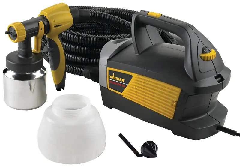 Gravity Feed Wagner 0518080 HVLP Paint Sprayer, 120 VAC, 5 , 1.5 qt Tank, 0.051 Nozzle, 10 Pattern, 20 ft L Hose