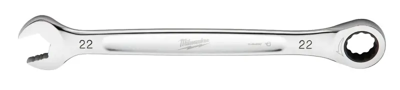Milwaukee 45-96-9322 Ratcheting Combination Wrench, Metric, 22 mm Head, 11.93 L, 12-Point, Chromed, Chrome