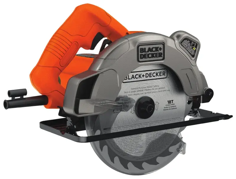 Black+Decker BDECS300C Circular Saw, 13 , 7-1/4 Dia Blade, 0.62 Arbor, 2-1/2 D Cutting, 0 to 45 deg Bevel