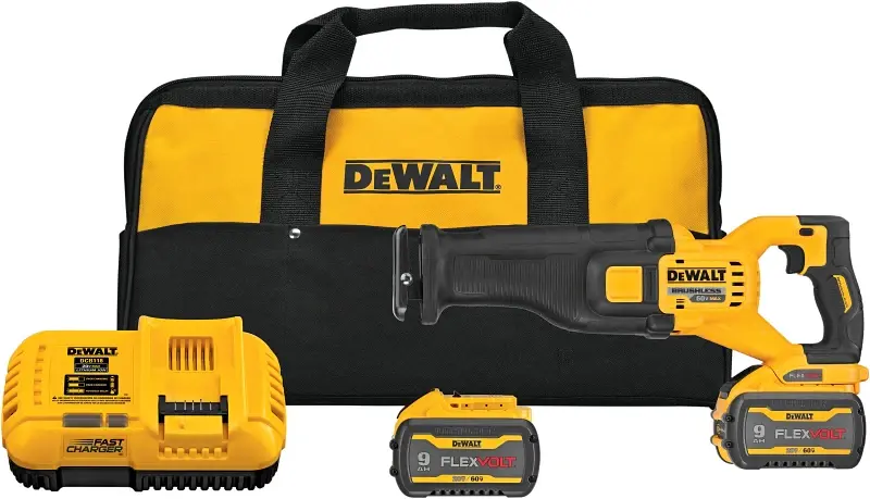 DEWALT DCS389X2 Series Brushless Reciprocating Saw Kit, Battery Included, 60 V, 9 Ah