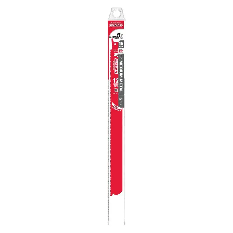 Diablo DS1214BF15 Reciprocating Saw Blade, 1 W, 12 L, 14, 18 TPI, Bi-Metal Cutting Edge