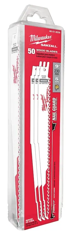 Milwaukee SAWZALL 48-01-6036 Reciprocating Saw Blade, 3/4 W, 9 L, 5 TPI, Bi-Metal Cutting Edge