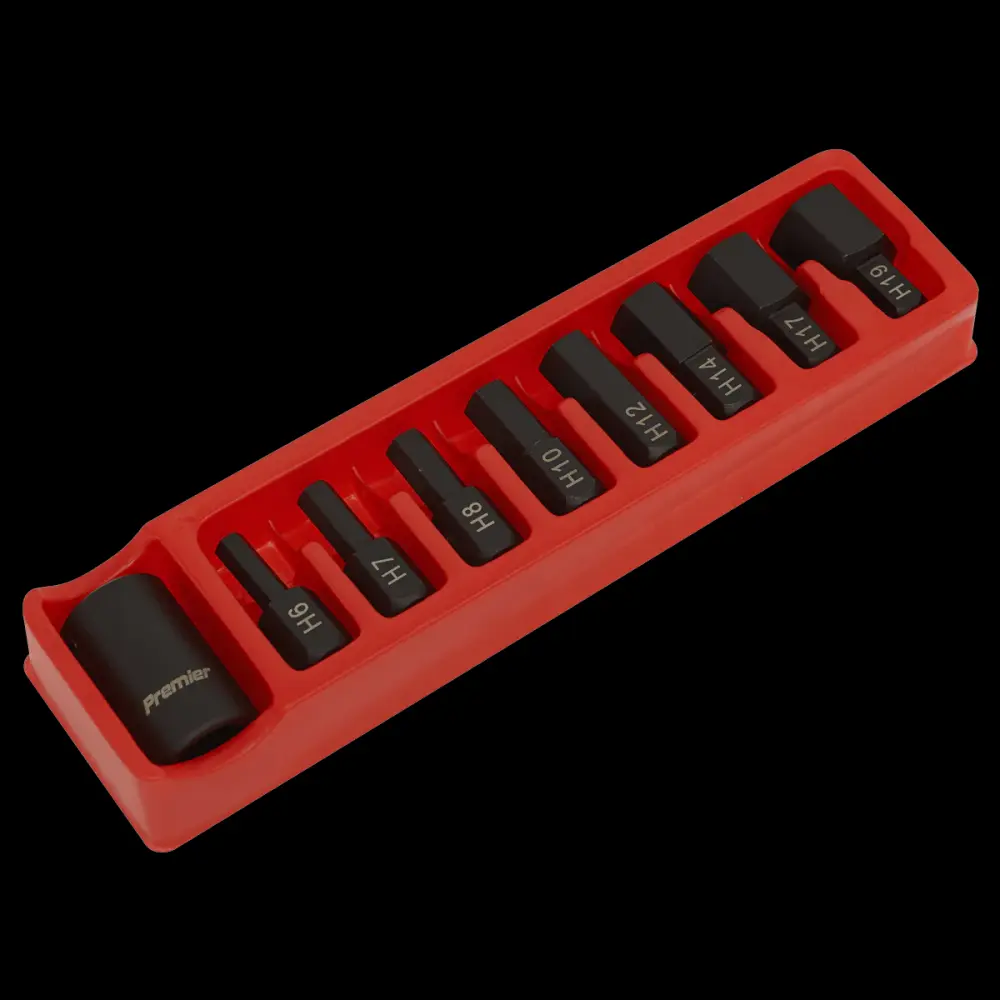 Sealey AK5609 Impact Hex Bit & Holder Place 9pc 1/2"Sq Drive