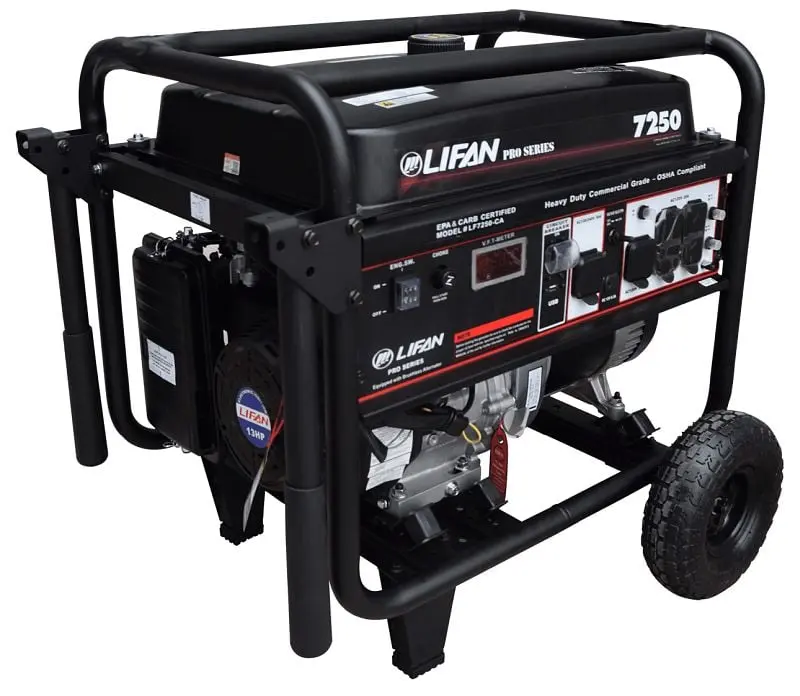 Lifan Visible Power 7000 W Pro Generator - 13 MHP Recoil Start/Wheel Kit, LF7250 Lifan Power