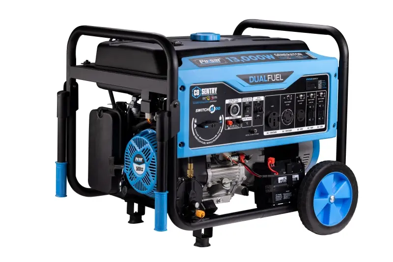 Pulsar Dual-Fuel 13000W Generator rated 10200W CO Alert, PG13000BRCO