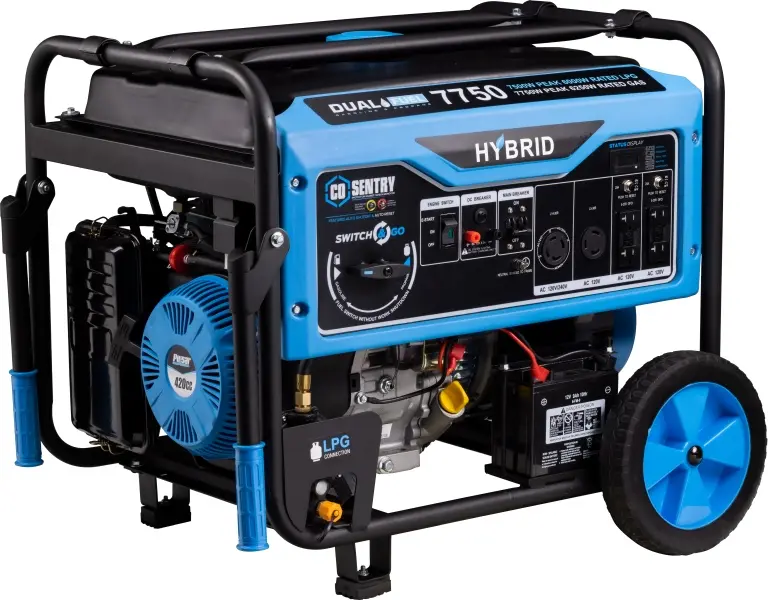 Pulsar Dual-Fuel 7750W Generator rated 6250W CO Alert, PG7750BCO