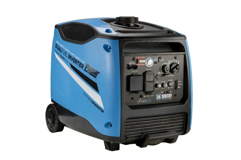 Pulsar Low-VOC Dual-Fuel Inverter Generator rated 3700W Peak 4500W Propane 3330 rated 4050 Peak CO Alert, PG4500BISRCO
