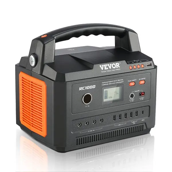 VEVOR Travel-friendly Power Station Solar Generator 999Wh 1000W 12 Charging Ports, DXCNDY1000W9GV6BGV1