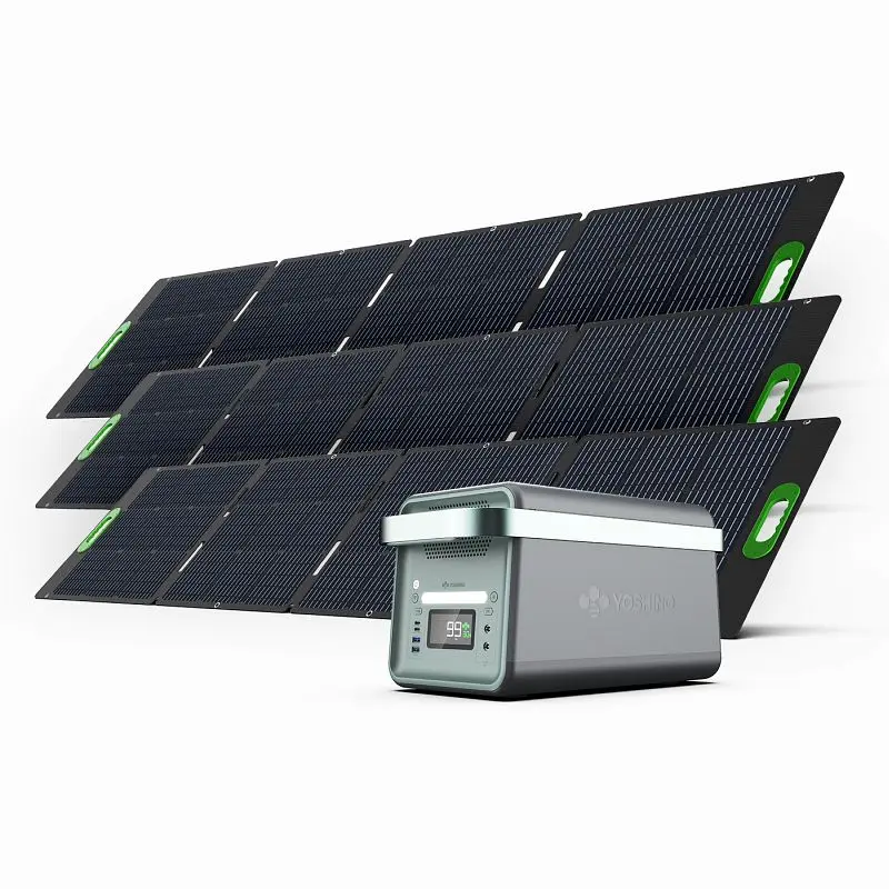 Yoshino Travel-friendly Solid State 2000W Solar Generator includes (3) 200W Solar Panels, K20SP23