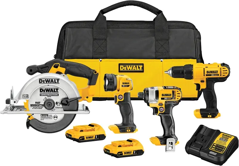 DEWALT DCK466D2 Combination Tool Kit, Battery Included, 20 V, Lithium-Ion, 4-Tools Contractors