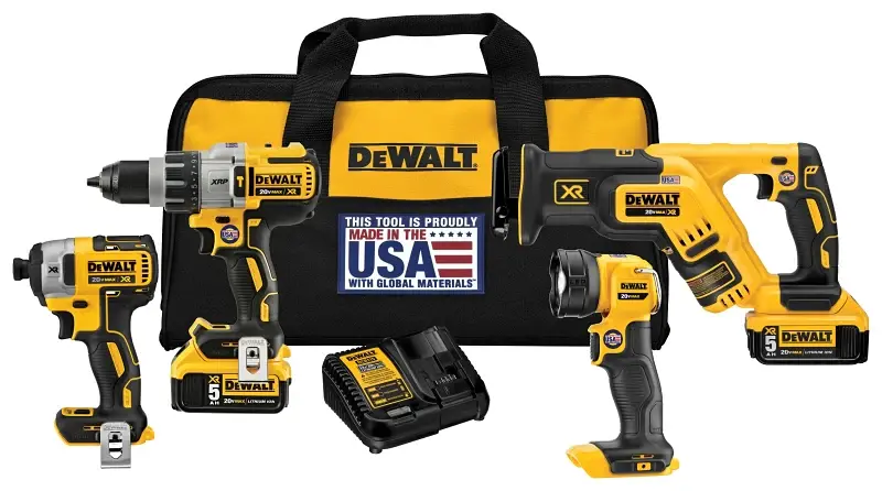 DeWALT DCK494P2 Combination Kit, Battery Included, 20 V, 4-Tool, Lithium-Ion Battery (Model XRPH06)