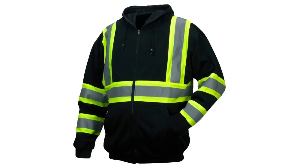 Pyramex Safety RSZH34 Series Enhanced Visibility Charcoal Sweatshirt ANSI Type 0 Class 1 reflective contrasting tape, small