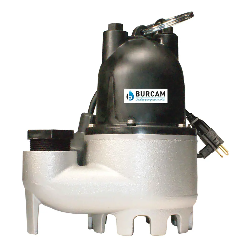 Heavy-Duty Cast-Iron Submersible Sump Pump, 1/3 HP