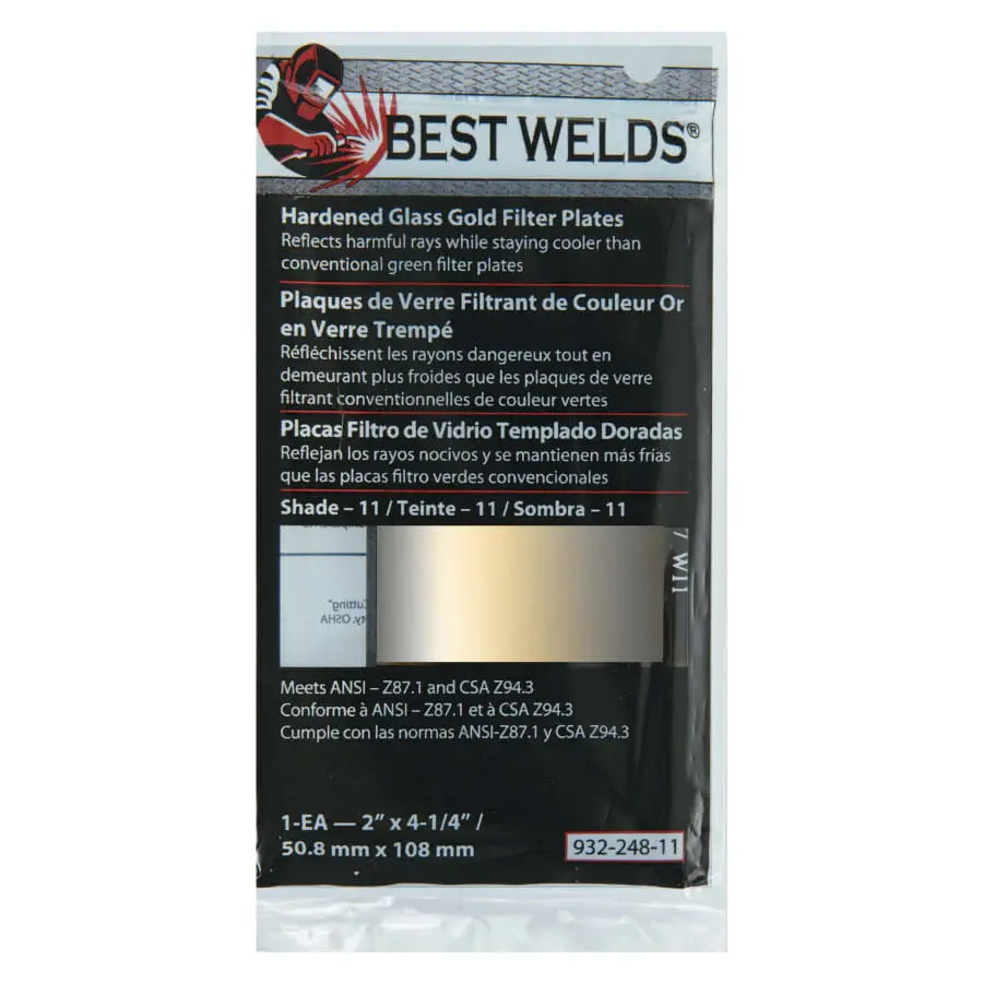 Best Welds Hardened Glass Amber Filter Plate, Gold/11, 2 x 4-1/4