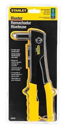 Stanley Quick-Release Self-Piercing Riveter, Medium Duty Right Angle, Steel, MR33C