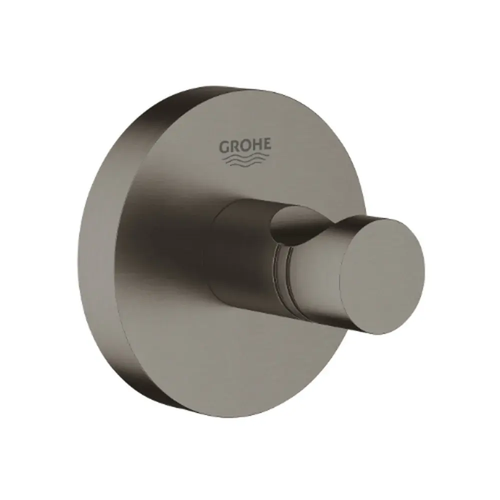 Heavy Duty Grohe Essentials Robe Hook Satin-brushed Hard Graphite - 40364AL1 - Stylish Bathroom Accessory
