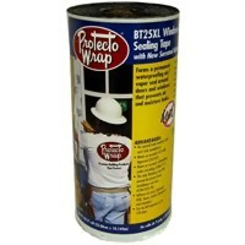 Protecto Wrap BT25XL 8425B0675SW Window and Door Flashing Tape, 75 ft L, 6 W, HDPE, Gray/White, Self-Adhesive