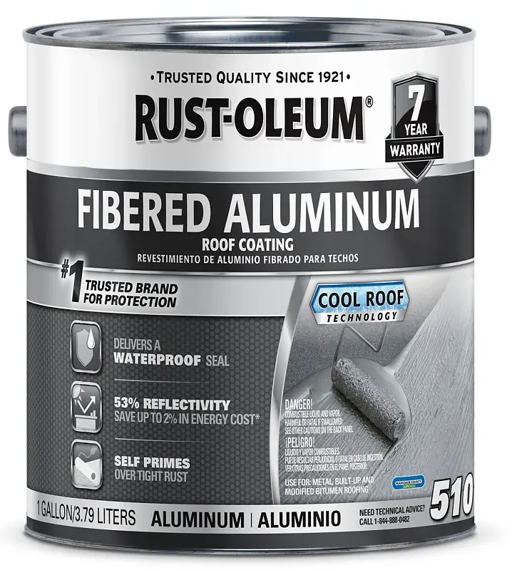 Rust-Oleum 510 Series 301907 Roof Coating, Bright Aluminium, 1 gal, Liquid