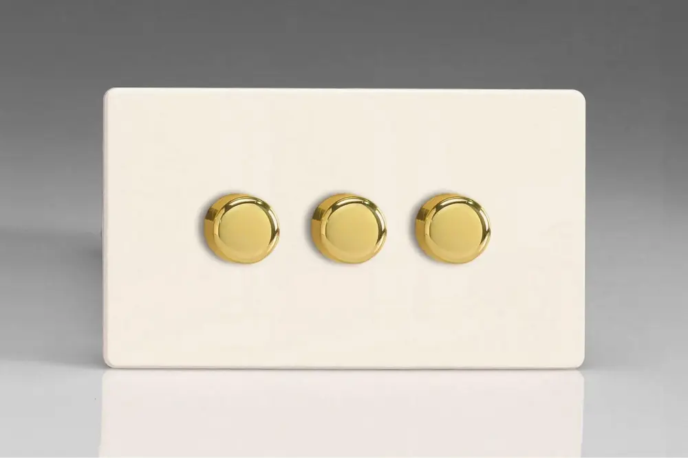 Varilight 3-Gang 2-Way Push-On/Off Rotary Led Dimmer 3 X 0-120W (1-10 Leds) (Twin Plate)