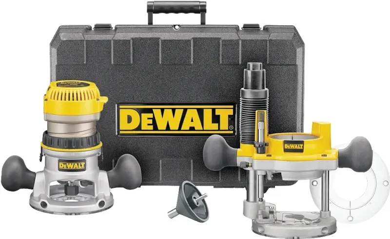 DEWALT DW618PK Fixed Base Router Combination Kit, 12 , 8000 to 24,000 rpm Load Speed, 2-1/2 Max Stroke