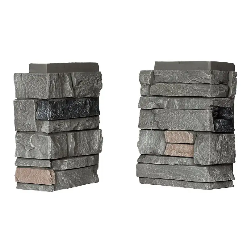 DuraKwik Stone 308RBC Siding Corner, 13 L, 10 W, 4 Chunky, Interlocking Edge, Ledgestone Profile, Rocky Boulder