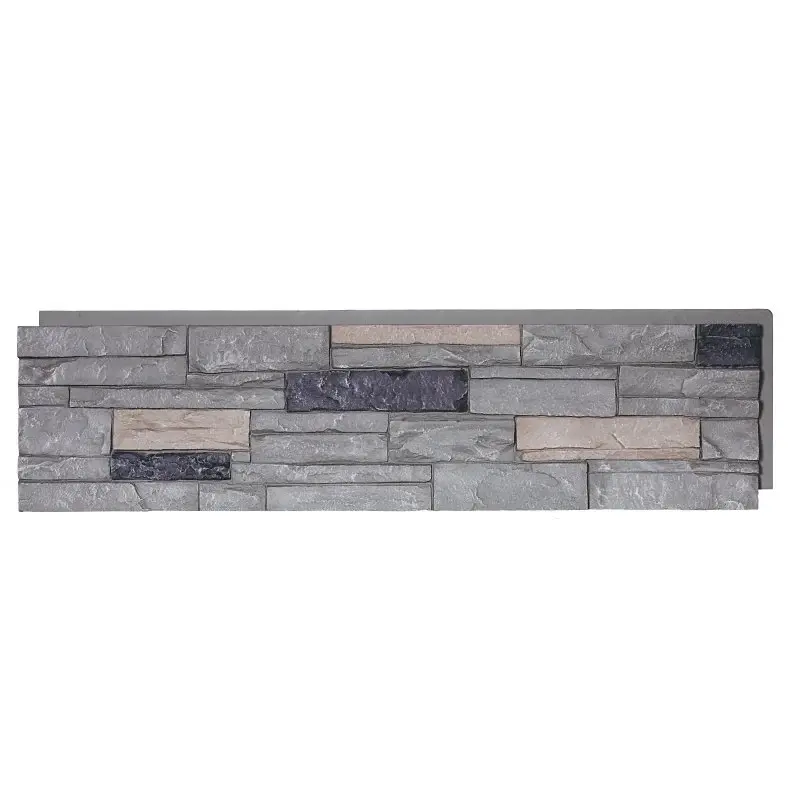 DuraKwik Stone 308RBP Siding Panel, 13 L, 48 W, 2 Plush, Interlocking Edge, Ledgestone Profile, Rocky Boulder