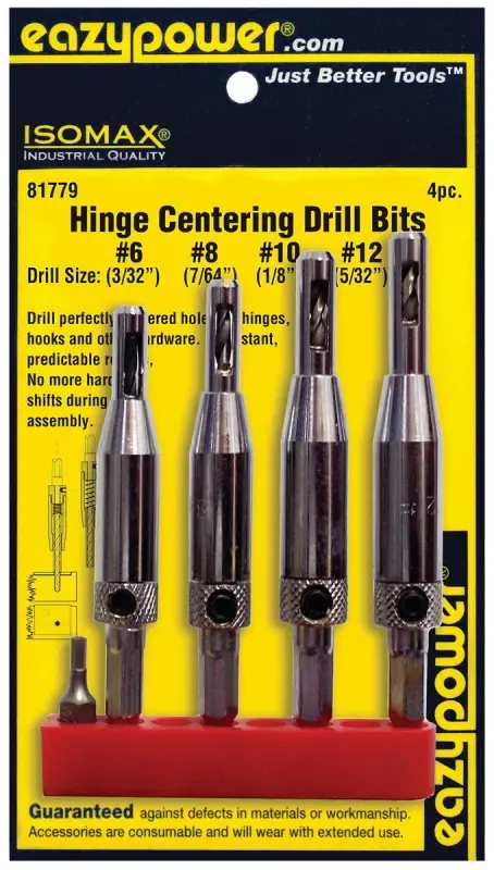 Eazypower 81779 Hinge Bit Adjust, Self-Centering, 4-Piece