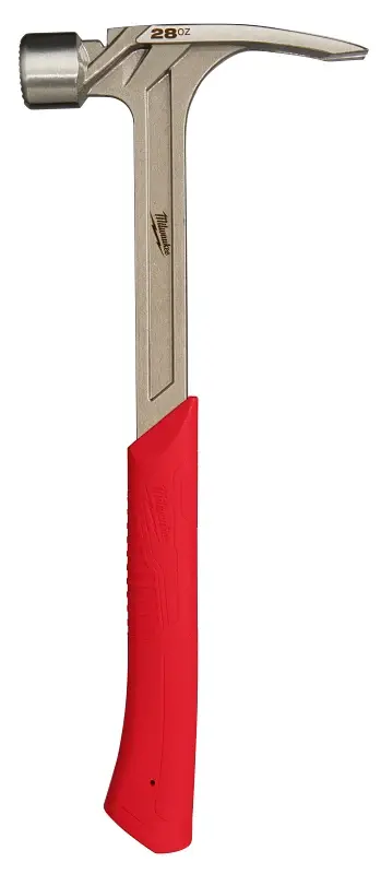 Milwaukee 48-22-9029 Framing Hammer, 28 oz Head, Anti-Ring Claw, Milled Face Head, Stainless Head, 16.2 OAL