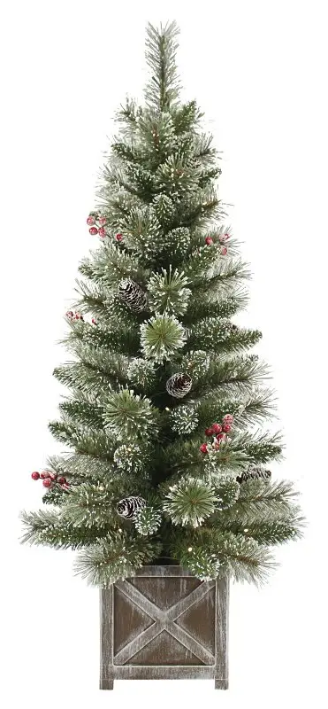 Puleo Asia Limited 333-4464-ST40LW Pre-Lit Snowy Dakota Pinewood Tree, 106 Tips, B/O, 4 ft