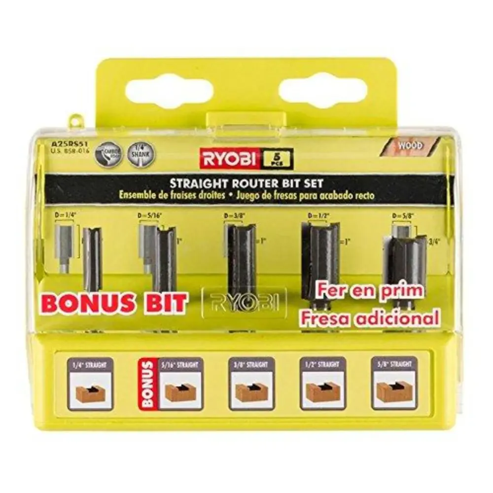 Ryobi Straight Router Bit Place (5-Piece)