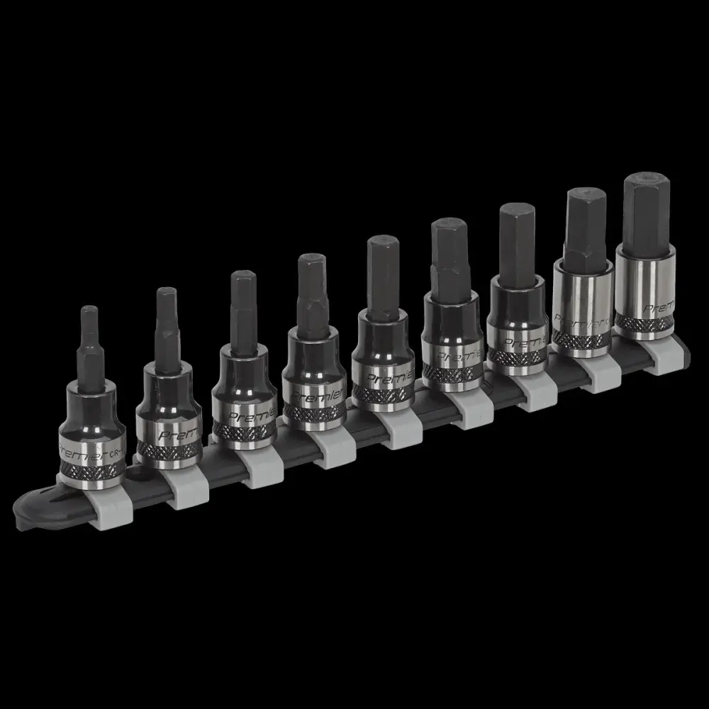 Sealey AK7986 Hex Key Socket Bit Adjust 9pc 3/8"Sq Drive Metric Black