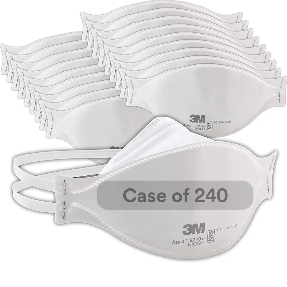 3M Aura Particulate Respirator 9210+, N95, Pack 240 Disposable Respirators, NIOSH APPROVED, Practical Individually Wrapped...