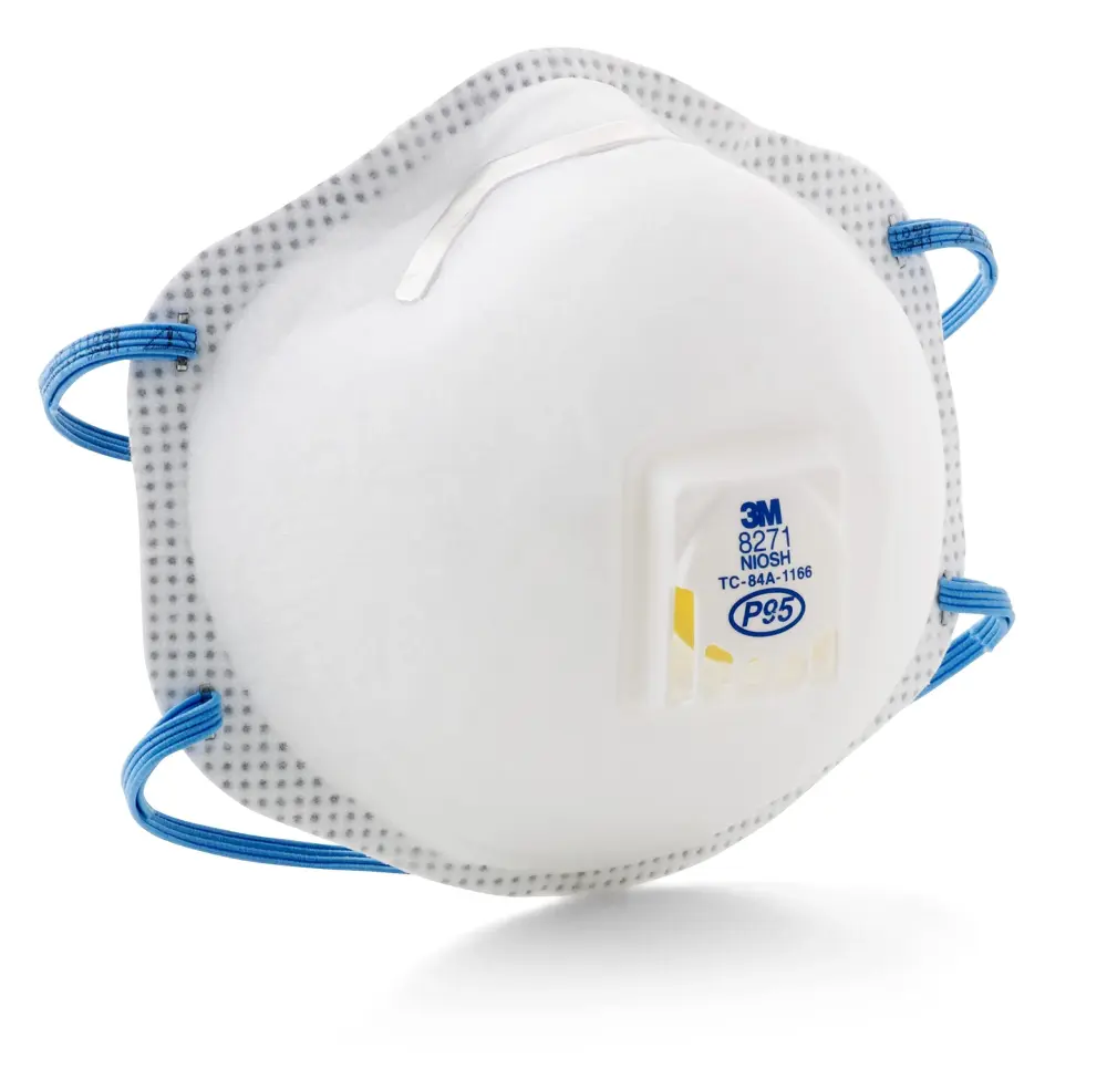 3M Particulate Respirator 8271, P95, Pack 10, NIOSH AUTHORIZED, Cool Flow Exhalation Valve, Braided Headband, Adjustable M...