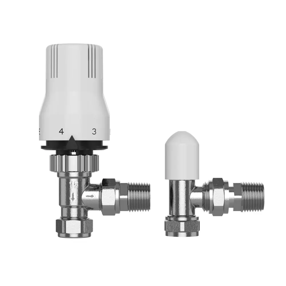 Pro Classic Angled Thermostatic Radiator Valve Lockshield 15mm