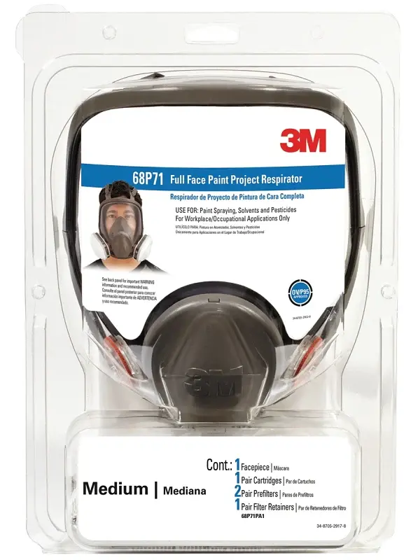 3M TEKK Protection 68P71PA1-/68P71 Complete Face Paint Respirator, M Mask, P95 Filter Class, Black