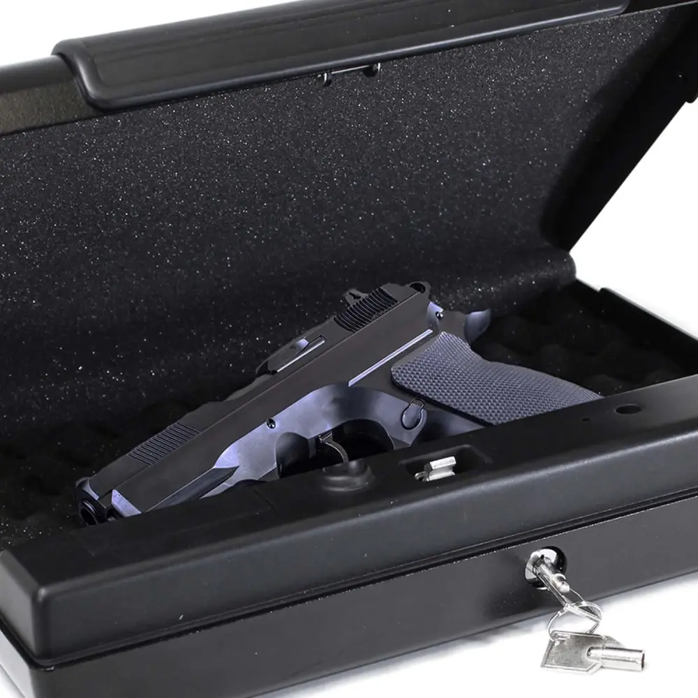 ANSI Certified First Alert Quick Access 18 Gauge Chromed Hand Gun Safe