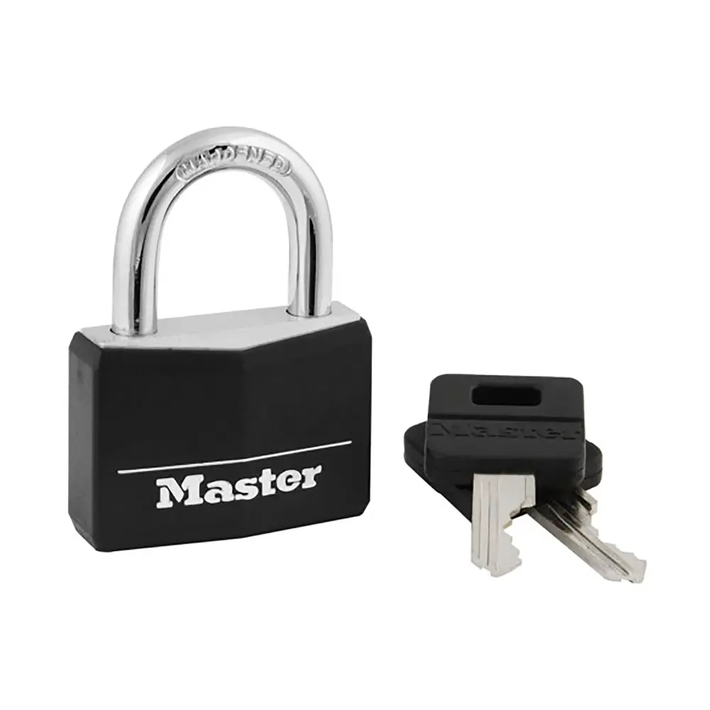 black Vinyl Covered Solid Body Padlock, 1-9/16'' Broad