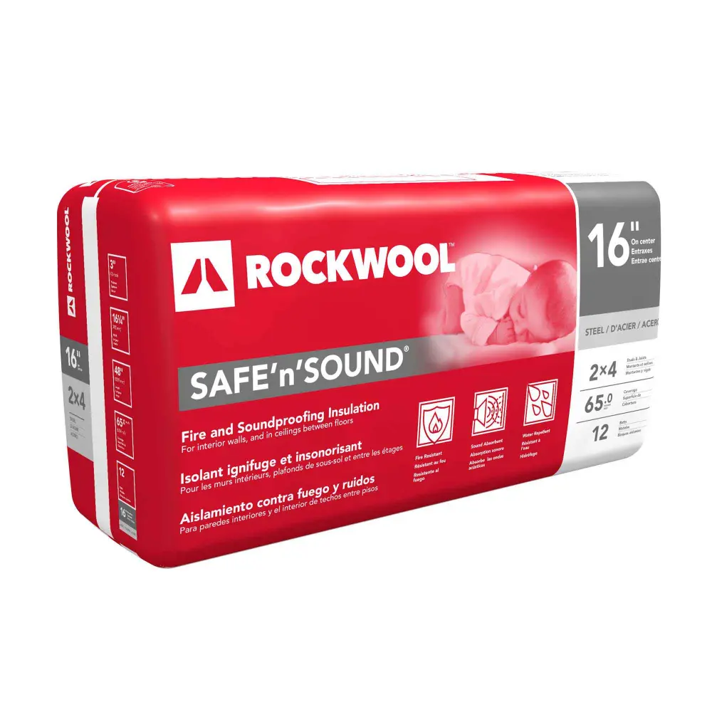 Safe'N'Sound 16'' Fireproof and Soundproofing Insulation Chromed Framing, 3" x 16-1/4" x 48" (65 ft²)