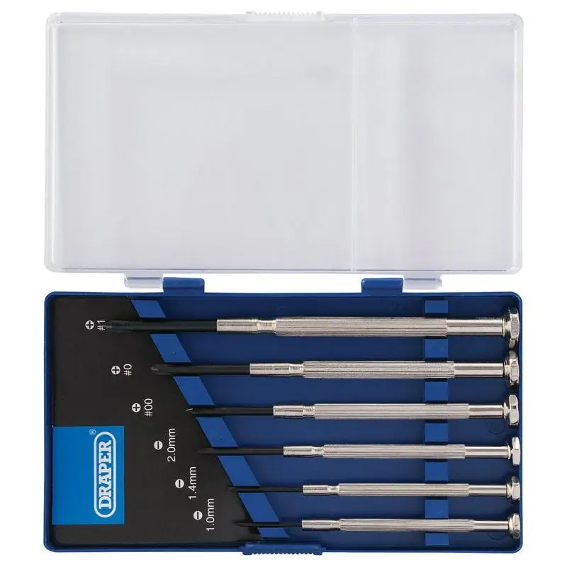 Draper PS1003/B Precision Screwdriver Place, 3 x Plain Slot, 3 x Cross Slot (6 Piece) - (14956)