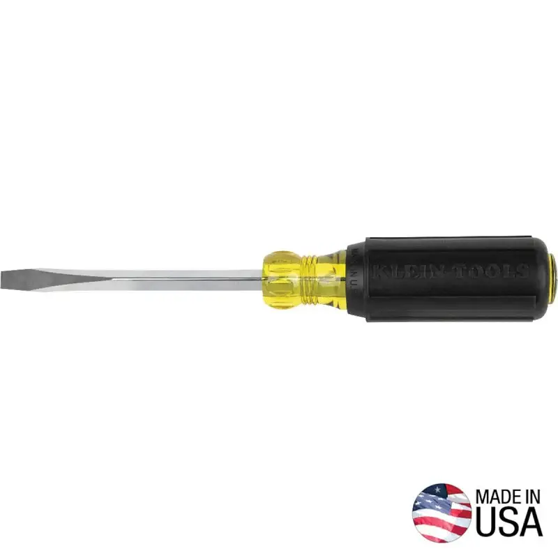 Klein Tools 600-4 Screwdriver, 1/4 Drive, Keystone Drive, 8-11/32 OAL, Acetate Handle, 4 L Shank