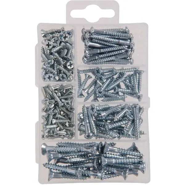 HILLMAN Fastener Center Steel Wood Screw Assortment Kit, 199 pieces, 130206