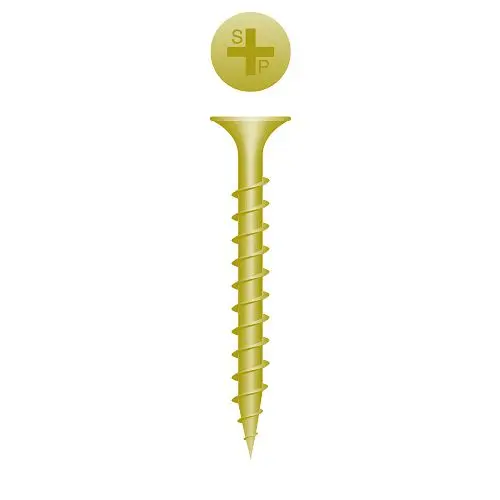 Strong-Point ANSI-Rated Threaded Fasteners Phillips Bugle Head, Coarse Thread, Zinc Yellow Plated, 6 x 1-1/2, Box 6,000, 6...