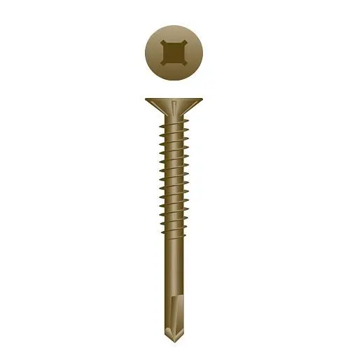 Strong-Point Drive Screws Phillips/Square Drive Flat Head Pilot Point, WAR Coated,10-16 x 2-1/2, #2 Point, Box 1,500, FP212W