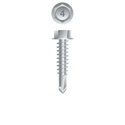 Strong-Point Drywall Screws 410 Stainless Steel Unslotted Indented Hex Washer Head, Passivated and Waxed, 12-14 x 2-1/2, #...
